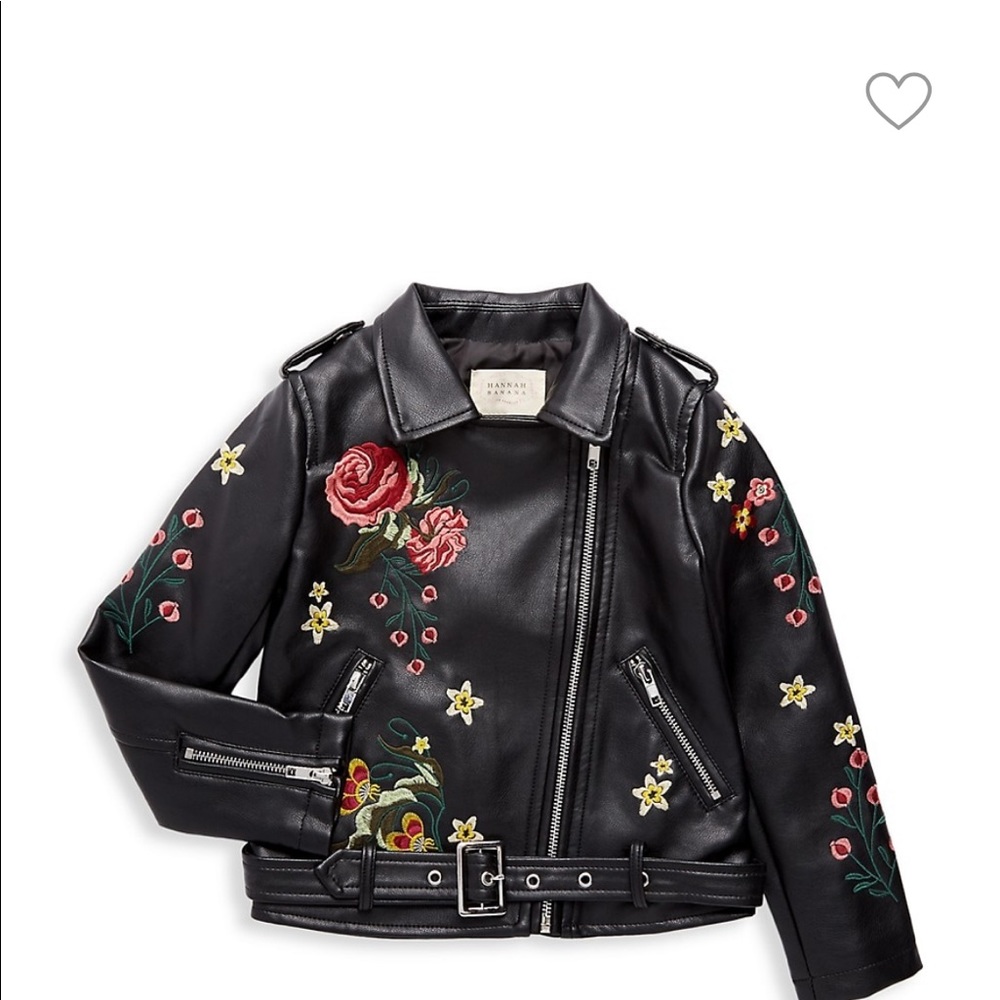 Girls leather biker jacket with belt